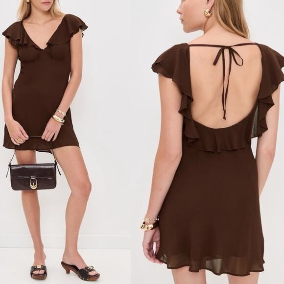 Reformation Dresses & Skirts - Reformation Arni Mini Dress in Cafe Brown 2
